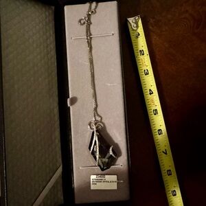 Elegant Black Crystal and Diamond accent Pendant Sterling Silver Necklace